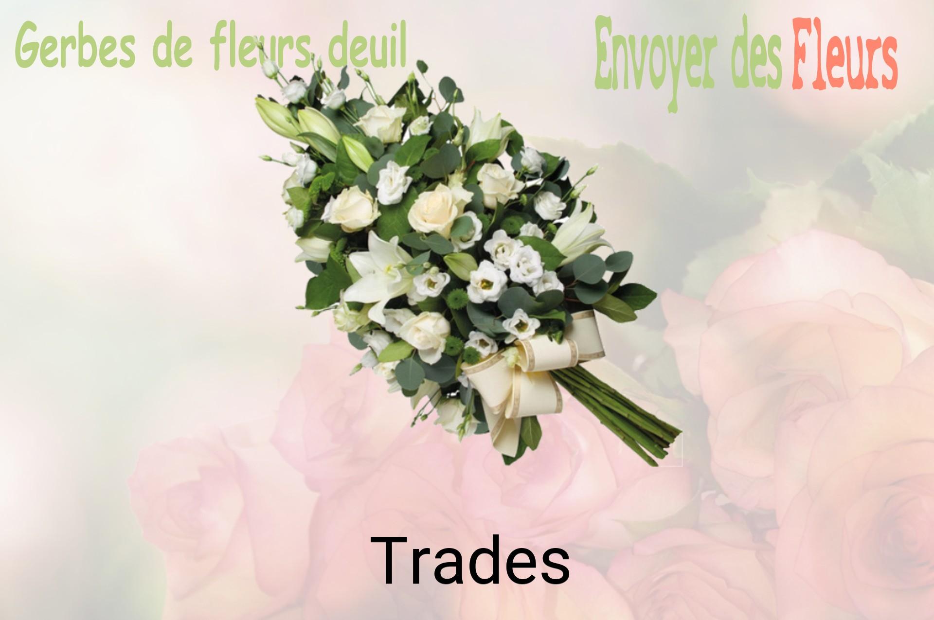 Gerbe de fleurs de deuil livrée à Trades